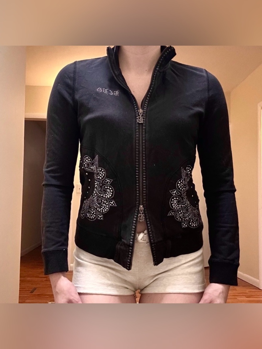 Vintage BCBG Maxazria Jacket Embellished Full Zip Y2K 2000s Medium